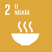 YK:n Agenda 2030 tavoitteen 2 -ikoni: Ei nälkää.