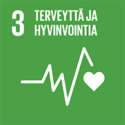 YK:n Agenda 2030 tavoitteen 3 -ikoni: Terveyttä ja hyvinvointia.
